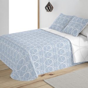 Colcha Estampada Lorena Azul + Funda cojín
