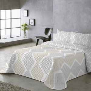 COLCHA ESTAMPADA REVERSIBLE AZURA DORADO